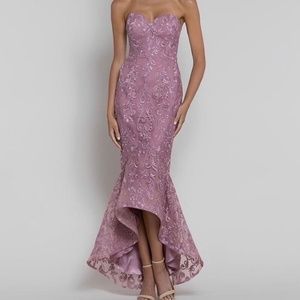Bariano Mauve Lace High Low Mermaid Midi Dress